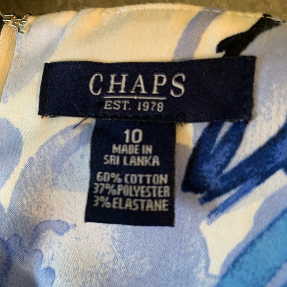 CHAPS Sheath Dress Blue Flowers Size 10 - Picture 6 of 6